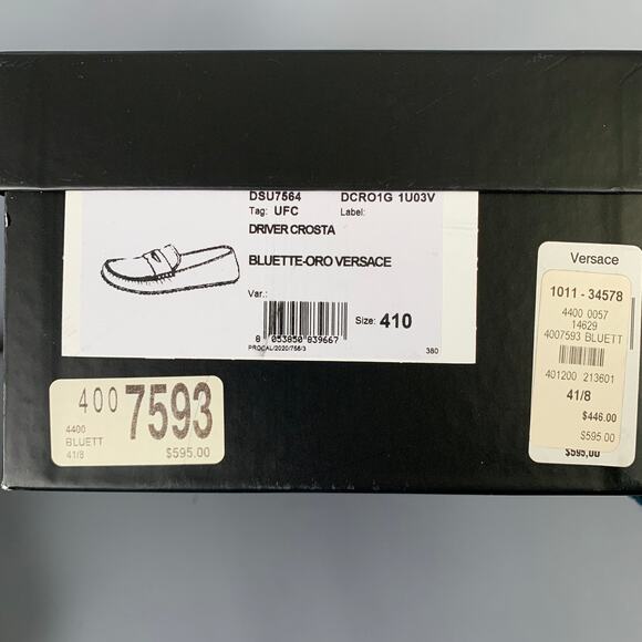 VERSACE Size 8 -Bluette Oro- Purple Textured Suede Drivers Loafers - Picture 11 of 13